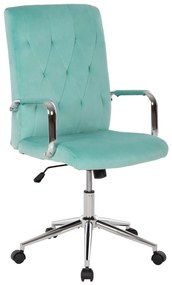 OFFICE CHAIR JOSEF  MINT VELVET-INOX BASE 58x61x105-113Hcm.