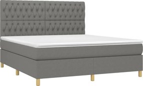 vidaXL Κρεβάτι Boxspring με Στρώμα Σκούρο Γκρι 180x200 εκ Υφασμάτιν