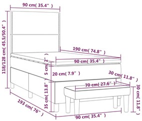 ΚΡΕΒΑΤΙ BOXSPRING ΜΕ ΣΤΡΩΜΑ ΣΚΟΥΡΟ ΓΚΡΙ 90X190 ΕΚ. ΥΦΑΣΜΑΤΙΝΟ 3137038