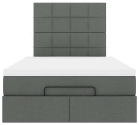 Οθωμανικό κρεβάτι με στρώμα &amp; LEDs Σκούρο γκρι 120x190cm Ύφασμα - Γκρι