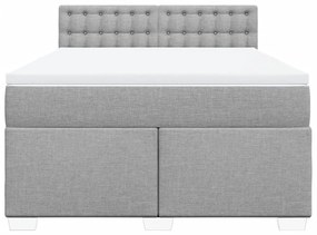 Κρεβάτι Boxspring με Στρώμα Ανοιχτό Γκρι 140x190 εκ. Υφασμάτινο - Γκρι