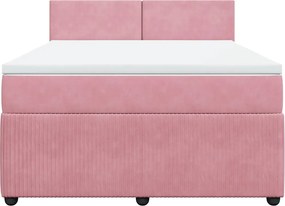 vidaXL Κρεβάτι Boxspring με Στρώμα Ροζ 140x200 εκ. Βελούδινο