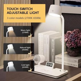 LED Φωτιστικό Γραφείου 4 σε 1 με Ασύρματο Φορτιστή, Ηχείο Bluetooth και Ρολόι - LED Desk Lamp 4 in 1 with Wireless Charger, Bluetooth Speaker and Clock