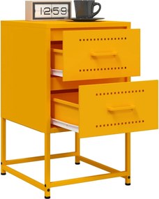 vidaXL Κομοδίνο Μουσταρδί 36x39x60,5 εκ. από Χάλυβα