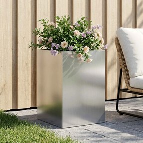 vidaXL Γλάστρα Κήπου Ασημί 40 x 40 x 60 cm Γαλβανισμένος Χάλυβας