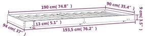 Σκελετός Κρεβατιού Χωρίς Στρώμα 90x190 εκ Μασίφ Ξύλο Πεύκου - Καφέ