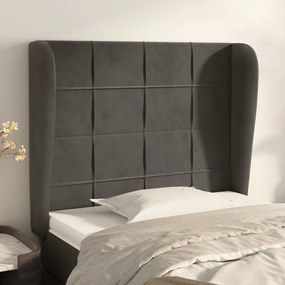 Κεφαλάρι με Πτερύγια Σκούρο Γκρι 93 x 23 x 118/128εκ.Βελούδινο 3117993