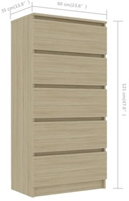 Συρταριέρα Sonoma Δρυς 60 x 35 x 121 εκ. από Επεξ. Ξύλο - Μπεζ