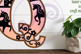 Intra απο ξύλο plywood 3mm-4mm πάχος – Μονόκεροι Γράμμα Τοίχου Σήμα Q Δίασταση 40x30 cm INTRAFABR-118388771