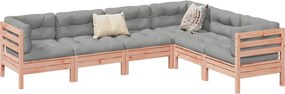 vidaXL Καναπές Κήπου Σετ 6 Τεμ. Μασίφ Ψευδοτσούγκα Ελάτης Μαξιλάρια