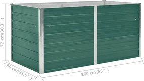 vidaXL Ζαρντινιέρα Ψηλή Πράσινη 160x80x77 εκ. Γαλβανισμένος Χάλυβας
