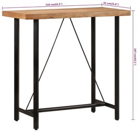 Τραπέζι Μπαρ 110 x 55 x 107 εκ. από Μασίφ Ξύλο Ακακίας &amp; Σίδηρο - Καφέ