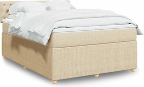 vidaXL Κρεβάτι Boxspring με Στρώμα Κρεμ 140x190 εκ. Υφασμάτινο