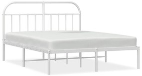 vidaXL Πλαίσιο Κρεβατιού με Κεφαλάρι Λευκό 140x190 εκ. Μεταλλικό