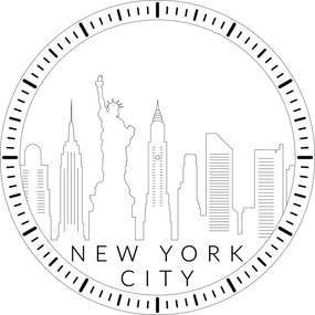 Intra απο ξύλο plywood 3mm-4mm πάχος - Πρότυπο ρολογιού τοίχου στον ορίζοντα της Νέας Υόρκης Δίασταση 30x30 cm Intraeaxys-qommz45o