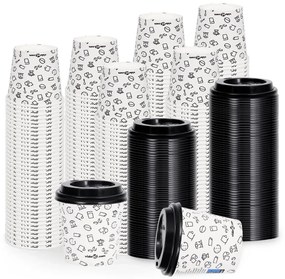 vidaXL Ποτήρια Καφέ Χάρτινα με Καπάκια 120 ml 250 Τεμάχια Λευκά&Μαύρα