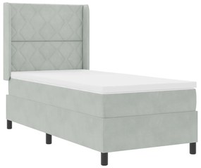 vidaXL κρεβάτι Box Spring με στρώμα & LED Γκρι 90x200 cm Βελούδινο