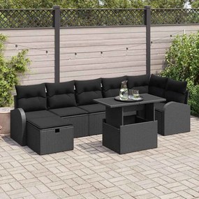 vidaXL Σετ Καναπέ Κήπου με μαξιλάρι 8 pcs Μαύρο Πολυ ράταν
