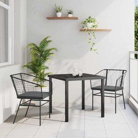 vidaXL Σέτ φαγητού για κήπο 3 pcs Μαύρο συνθετικό ρατάν