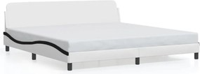 vidaXL Πλαίσιο Κρεβατιού Dover Λευκό/Μαύρο 200x200εκ.Συνθ. Δέρμα