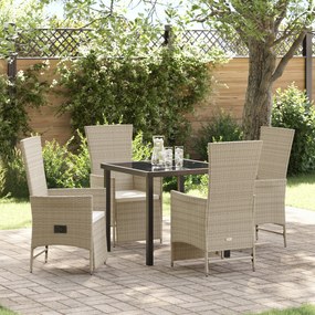 vidaXL Ρυθμιζόμενες Καρέκλες Κήπου 5 pcs Μπεζ 80 x 80 x 73 εκ