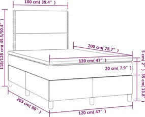 vidaXL Κρεβάτι Boxspring με Στρώμα Ροζ 120x200 εκ. Βελούδινο