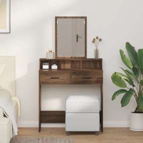 vidaXL Τραπέζι Μακιγιάζ με Συρτάρια Καφέ Δρυς 79x41x140 εκ.