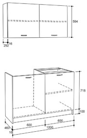 ΣΥΝΘΕΣΗ ΚΟΥΖΙΝΑΣ BLAINE ΜΕΛΑΜΙΝΗ ΓΚΡΙ HM2439.10 120x46-29,2εκ.