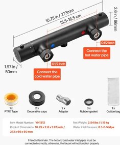 VEVOR Thermostatic Shower Faucet Valve with Electrophoretic Coating for Bathroom