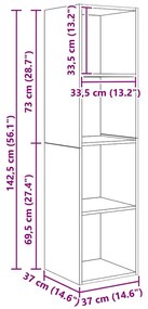 vidaXL Σετ Τηλεοπτικού Κάδου 3 pcs Μαύρη δρυς 37 x 37 x 142.5 εκ