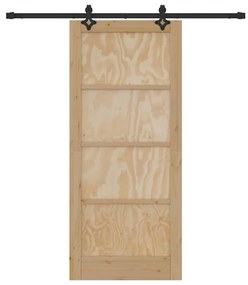 vidaXL Συρόμενη Πόρτα Φυσικό και μαύρο 86 x 198.5 cm