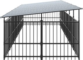 vidaXL Υπαίθριο Κλουβί Σκύλων με Οροφή από Χάλυβα 11,26 μ²