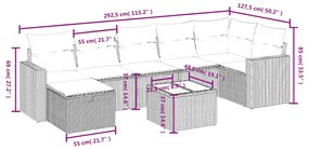 vidaXL Σαλόνι Κήπου Σετ 8 Τεμαχίων Καφέ Συνθετικό Ρατάν με Μαξιλάρια