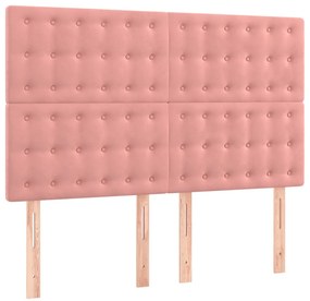 vidaXL Κρεβάτι Boxspring με Στρώμα Ροζ 140x190 εκ. Βελούδινο