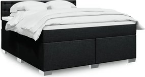 vidaXL Κρεβάτι Boxspring με Στρώμα Μαύρο 180x200 εκ. Υφασμάτινο