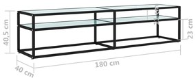 vidaXL Έπιπλο Τηλεόρασης Λευκό Όψη Μαρμάρου 180x40x40,5εκ Ψημένο Γυαλί