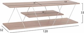 Έπιπλο τηλεόρασης Tars μελαμίνη sonoma-λευκό 120x32x33εκ