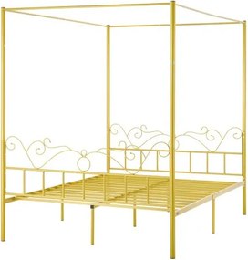 VEVOR Queen Size Canopy Bed Frame Metal Canopy Bed with Headboard &amp; Four Posters