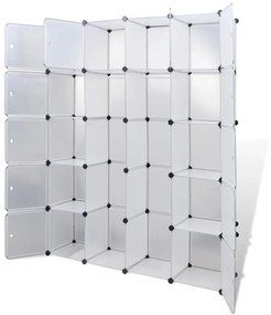 Ντουλάπα Σπονδυλωτή 14 Τμήματα Άσπρη 37 x 146 x 180,5 εκ - Λευκό