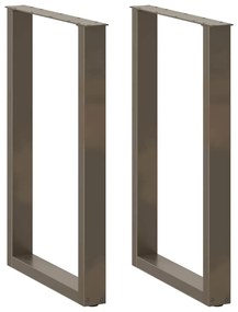 Πόδια Τραπεζιού Μπαρ σε Σχήμα U, 2 τεμ. από Φυσικό Ατσάλι 60x(90-91) εκ. Ατσάλι