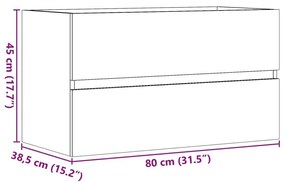 Στήλη Μπάνιου Κρεμαστή Γκρι Σκυροδέματος 80x38,5x45εκ Επεξ Ξύλο - Γκρι