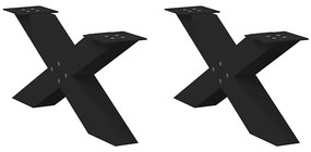 Πόδια Τραπεζιού Σαλονιού σε Σχήμα Χ, 2 τεμ. Μαύρο, Ατσάλι 70x(30-31) εκ.