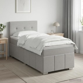 vidaXL Κρεβάτι box spring με στρώμα Ανοιχτό γκρι 100 x 200 cm Ύφασμα