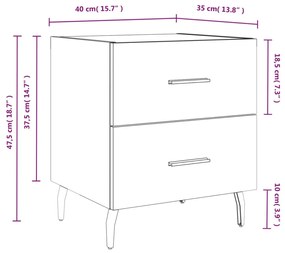 Κομοδίνα 2 τεμ. Καφέ Δρυς 40 x 35 x 47,5 εκ. από Επεξεργ. Ξύλο - Καφέ