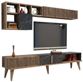 Σύνθεση Τηλεόρασης HM9438.03 180x35x40cm Walnut-Black Μελαμίνη