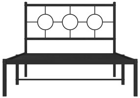 vidaXL Πλαίσιο Κρεβατιού με Κεφαλάρι Μαύρο 107 x 203 εκ. Μεταλλικό