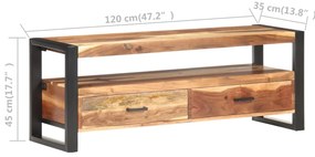 vidaXL Έπιπλο Τηλεόρασης 120x35x45 εκ Μασίφ Ξύλο με Φινίρισμα Sheesham
