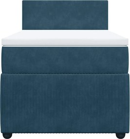 vidaXL Κρεβάτι Boxspring με Στρώμα Μπλε 100x200 εκ. Βελούδινο