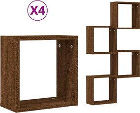 vidaXL Ράφια Τοίχου Κύβοι 4 τεμ. Καφέ Δρυς 30x15x30 εκ.