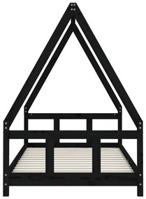 Πλαίσιο Παιδικού Κρεβατιού Μαύρο 90 x 190 εκ. Μασίφ Ξύλο Πεύκου - Μαύρο